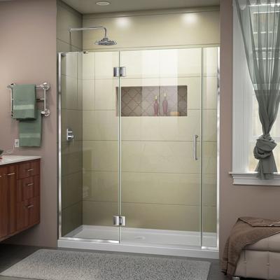 Dreamline Unidoor-X 60-60 1/2 in. W x 72 in. H Frameless Hinged Shower Door in Chrome D3300672L-01