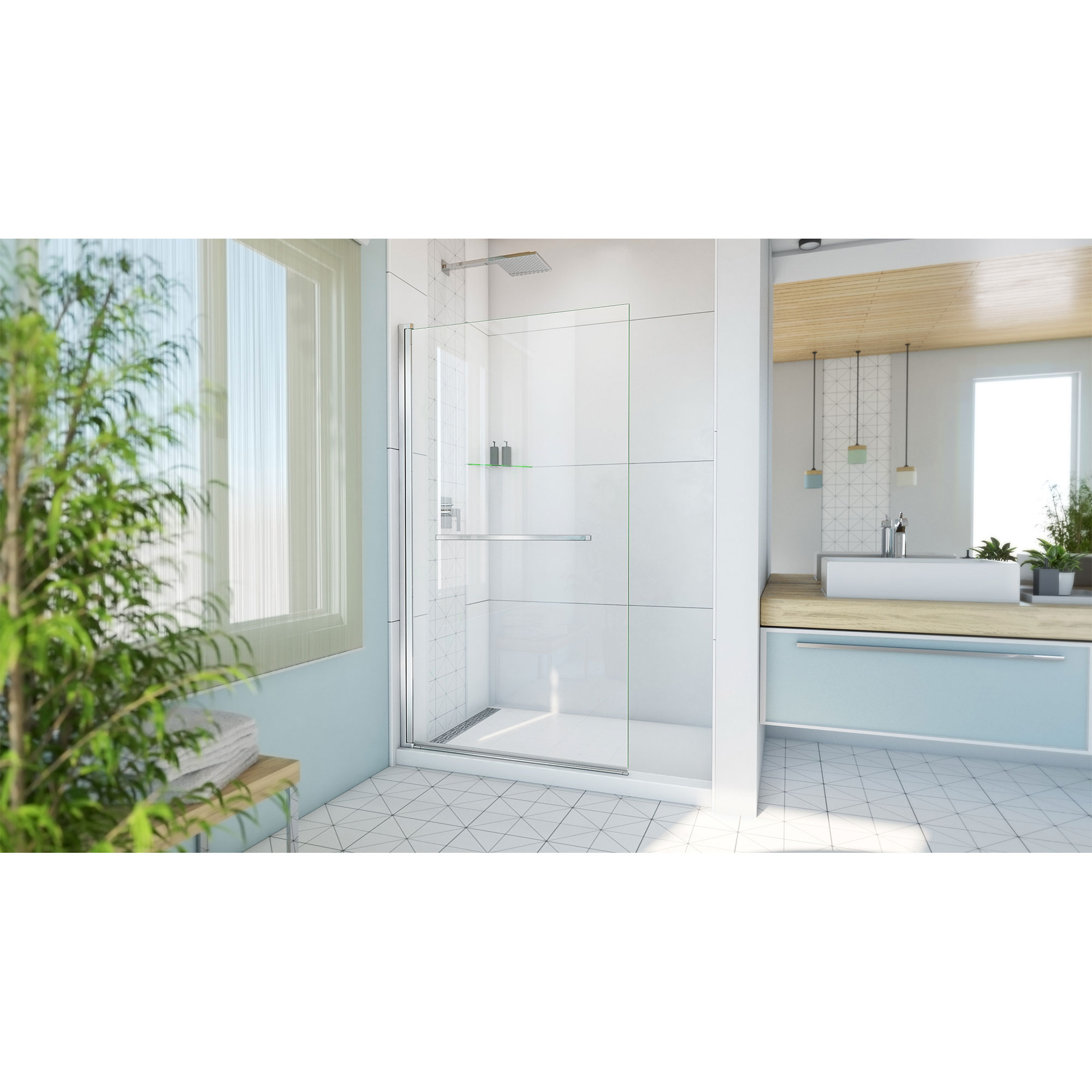 Dreamline DreamLine Aqua-Q Swing 40 inch W x 72 inch H Frameless Swing Shower Door in Chrome SD-374072Q-01