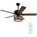 Ceiling Fan with Lights Remote Control 48 Flush Mount Ceiling Fan with 2 Changing Color Lights 4 Blade Ceiling Fans Reversible Airflow for Patio Living Room Bedroom Office