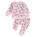 Kids Baby Girls Outfits Set Santa Claus Gingerbread Man Tree Print Sweatshirt with Sweatpants Christmas Outfits