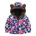 Fesfesfes Fuzzy Jacket for Girls Toddler Clothing Girls Fleece Lined Jacket Print Plush Thick Jacket Casual Winter Warm Hooded Jacket Saving Clearance