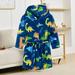 Esaierr 3-8 Years Baby Boys Hooded Cotton Robe Kids Cartoon Fleece Bathrobe with Dinosaurs Pattern Toddler Soft Beach Towel Bathrobe Fuzzy Bath Towel