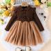 eczipvz Baby Girl Clothes Toddler Girls Long Sleeve Bowknot Solid Color Ribbed Tulle Ruffles Knitwear Dress Dance Long Sleeve (Brown 6-7 Years)