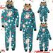 Herrnalise Christmas Pajamas For Family Parent-child Warm Halloween Set Printed Home Wear Hoodid Pajamas Kids Jumpsuit Matching Christmas Pjs For Family Blue-Kids