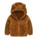 TOWED22 Toddler Jacket Baby Boys Girls Hooded Jacket Hoodie Winter Warm Solid Color Coat Cute Bear Ear Full Zip Up Sweater Thick Clothes Coffee 2-3 Y