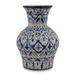 Blue Patzcuaro,'Handcrafted Blue Ceramic 6-Inch Vase from Mexico'