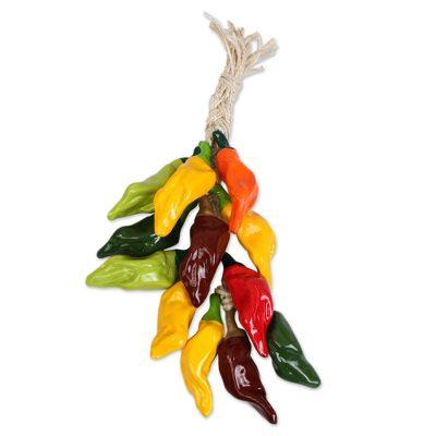 Pasillo Bunch,'Ceramic Pasillo Chile Pepper Decorative Ristra from Mexico'