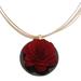 Circle Rose,'Circular Rose Flower Wood and Horn Pendant Necklace'