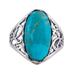 Jaipur Illusion,'Classic Recon Turquoise and Sterling Silver Cocktail Ring'