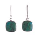 Window,'Square Chrysocolla Dangle Earrings from Peru'