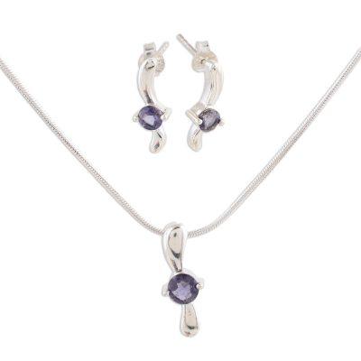 'Flight' - Iolite Necklace Earrings in Sterling Silver Jewelry Set