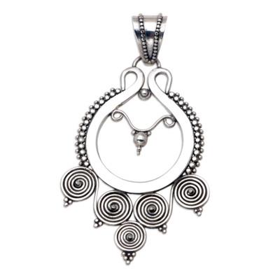 Rice Goddess,'Handcrafted Women's Modern Sterling Silver Pendant'