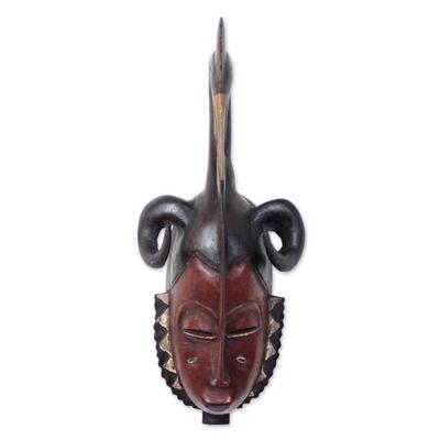 Ivoirian wood mask, 'Compassion and Bravery' - Ivo...