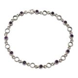 'Elegant Simplicity' - Fair Trade Jewelry Amethyst Sterling Silver Anklet