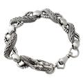 Dragon Themed Sterling Silver Link Bracelet (8.5 In) 'Mystic Dragon'