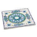 Bermuda,'Turquoise and White Handcrafted Ceramic Hot Pad Trivet'