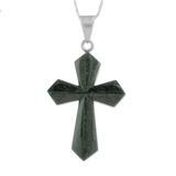 Dark Green Sacrifice of Love,'Jade Cross Necklace in Dark Green from Guatemala'