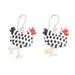 Happy Hen,'Hen-Shaped Beaded Dangle Earrings with 925 Silver Hooks'