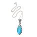 'Gold Accented 17-Carat Turquoise Pendant Necklace from Bali'