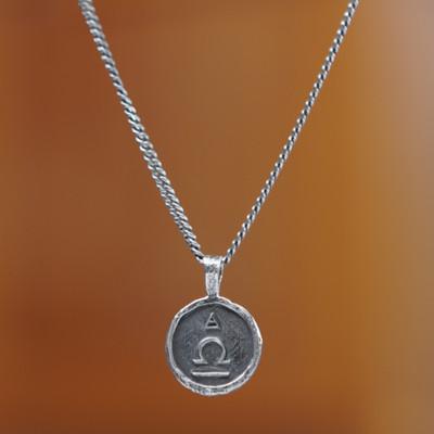 Libra Charm,'Sterling Silver Necklace with Libra Zodiac Sign Pendant'