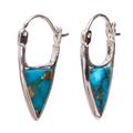 Taxco Enchantment,'Taxco Composite Turquoise Hoop Earrings from Mexico'