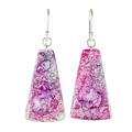 Orchid Polygons,'Recycled CD Dangle Earrings in Pink and Purple'