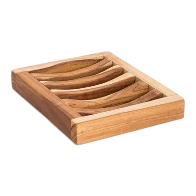 Harmony,'Self-Draining Teak Wood Soap Dish Crafted in Guatemala'