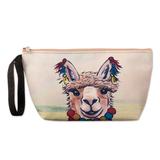 Smiley Llama,'Printed Llama Toiletry Bag with Zipper Closure'