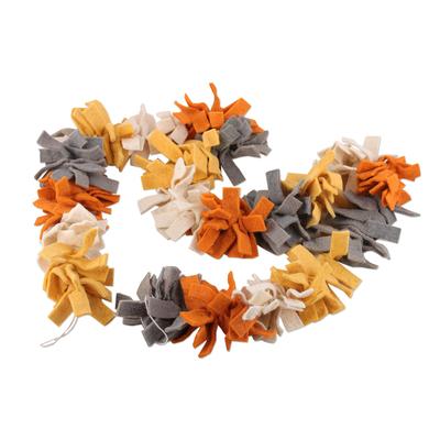 'Handcrafted Warm-Toned Wool Felt Garland with Cotton Loops'