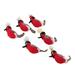 Holiday Sonata,'Set of 6 Wool Felt Red Bird Ornaments Handcrafted in India'