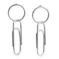 'Polished Paper Clip-Shaped Sterling Silver Dangle Earrings'