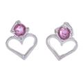 'Heart-Shaped Faceted Ruby Stud Earrings from Thailand'