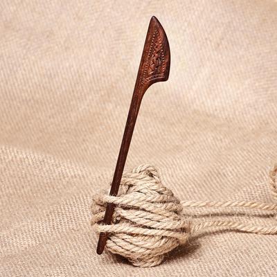 Sylvan Queen,'Hand-Carved Traditional Dark Brown Walnut Wood Hair Pin'