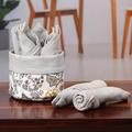 Gentle Grey,'Set of 6 Grey Cotton Napkins with Floral White Basket'