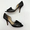 Kate Spade Shoes | Kate Spade Heels Womens D'orsay Slip On Leather Peep Toe Metallic Gray Sz 8 B | Color: Gray | Size: 8 B