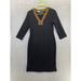 Ralph Lauren Dresses | Lauren Ralph Women's A Line Dress Solid Black Brown Trim V Neck Small Cotton | Color: Brown | Size: S