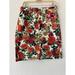Anthropologie Skirts | Maeve Anthropologie White Red Floral Garden Brushed Denim Pencil Skirt Size 6 | Color: Red/White | Size: 6