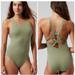 Athleta Swim | Athleta Palm One-Piece Swimsuit In Eucalyptus Green Size S | Color: Green | Size: S