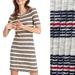 Madewell Dresses | Madewell Striped Ribbed Knit Mini Dress Stretch Red White Blue Bodycon | Color: Blue/White | Size: L