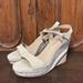 Anthropologie Shoes | New Anthropologie Gold Silver Arden Platform Wedge Sandals Shoes Size 9.5 | Color: Tan | Size: 9.5