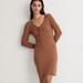 Madewell Dresses | Madewell | Tie-Front Ruched Bodycon Ribbed Dress Cedar Brown | Color: Brown/Tan | Size: Xxs