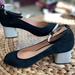J. Crew Shoes | J.Crew Black Suede W/Glitter Heels And Sole. 7.5 Ankle Strap, Block Heel Ret$300 | Color: Black | Size: 7.5