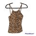 Michael Kors Swim | Michael Kors Brown Zebra Print Tank Top Swimwear W/ Faux Leather Shoulder Straps | Color: Brown/Tan | Size: M