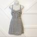 Urban Outfitters Dresses | Kimchi Blue Linen Blend Striped Low Back Sweetheart Neckline Mini Dress Sz M | Color: Blue/White | Size: M