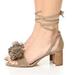 Madewell Shoes | Madewell Lainy Sandals Heels Gray Tan Wrap Pom Pom Fringe Wrap Size 8 $158 | Color: Gray/Tan | Size: 8