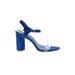 BLEECKER & BOND Heels: Blue Print Shoes - Women's Size 9 1/2 - Open Toe