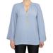 Michael Kors Tops | Michael Kors Crepe Tie-Neck Chain Blouse Wide Sleeve Chambray Blue Top Xs/S $110 | Color: Blue | Size: Various