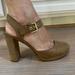 Nine West Shoes | Nine West Beige Suede Block Heels. Size 7.5 | Color: Tan | Size: 7.5