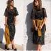 Zara Dresses | Cottagecore Whimsigothic Ditsy Floral Flutter Sleeves Botanical Zara Midi Dress | Color: Black/Yellow | Size: Xs