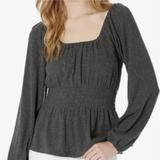 Madewell Sweaters | Madewell Plush Square Neck Smocked Long Sleeve Sweater - Charcoal Gray - Size M | Color: Gray | Size: M